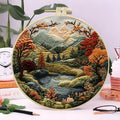 Beginners Hand Embroidery Kit - Mountain and Moon Landscape, Mixed Colors, Fabric Included - Perfect Handmade Gift Econic Blanks