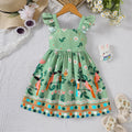 Girls' summer style small fly sleeve plant print dress Quick Pick Grocers