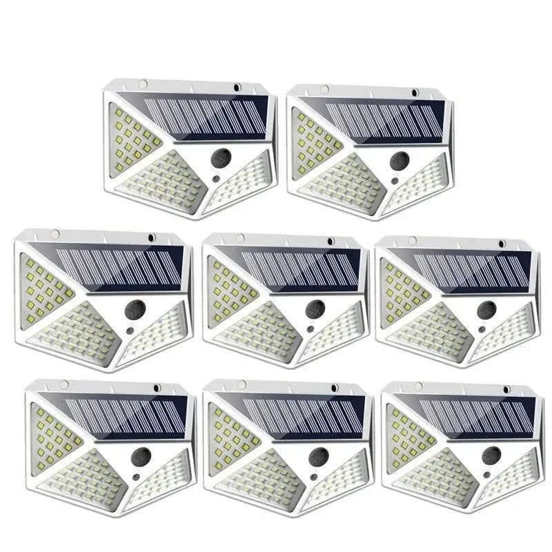 1PC Solar Light Outdoor 100 LED Wall Lamp PIR Motion Sensor Lamp Waterproof Stairs Lights for Courtyard Garden Street Decoration Quick Pick Grocers