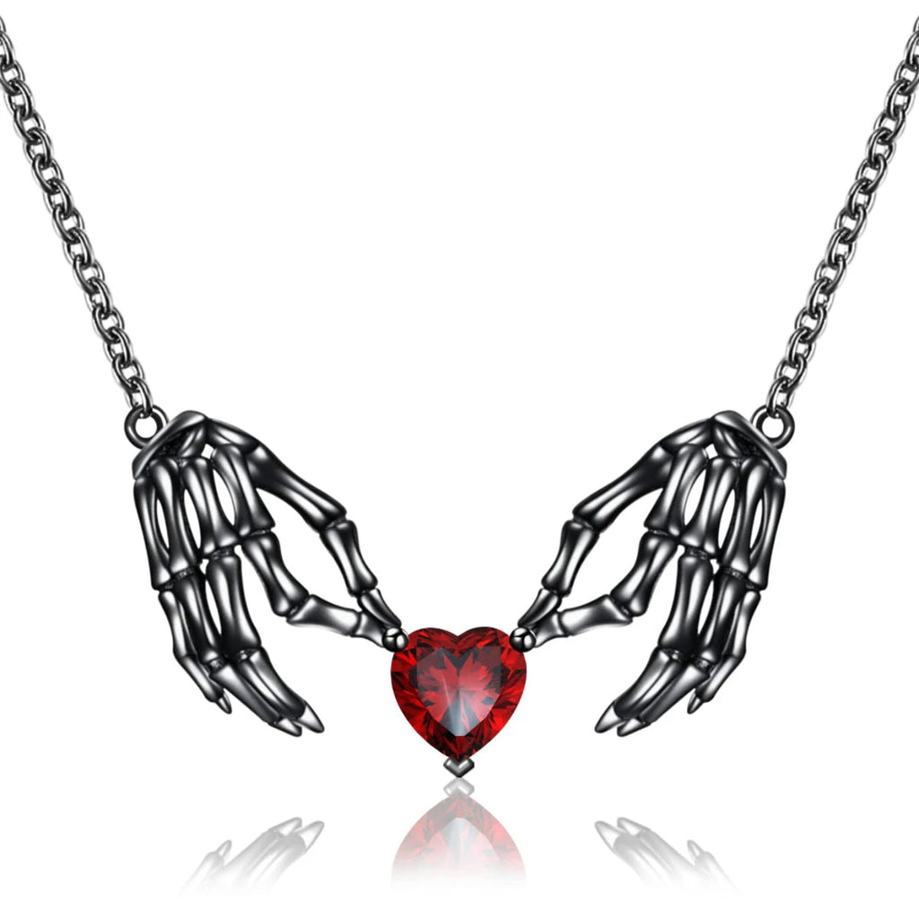 Gothic Punk Bat Wings and Heart Shaped Resin Pendant Necklace - Dark Fantasy Style Alloy Chain, Halloween Women’S Gift, Casual Fashion Accessories Quick Pick Grocers