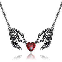 Gothic Punk Bat Wings and Heart Shaped Resin Pendant Necklace - Dark Fantasy Style Alloy Chain, Halloween Women’S Gift, Casual Fashion Accessories Quick Pick Grocers