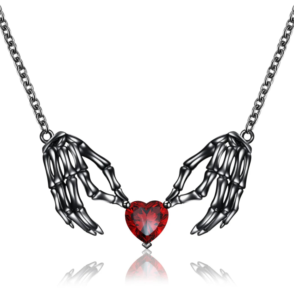 Gothic Punk Bat Wings and Heart Shaped Resin Pendant Necklace - Dark Fantasy Style Alloy Chain, Halloween Women’S Gift, Casual Fashion Accessories Quick Pick Grocers