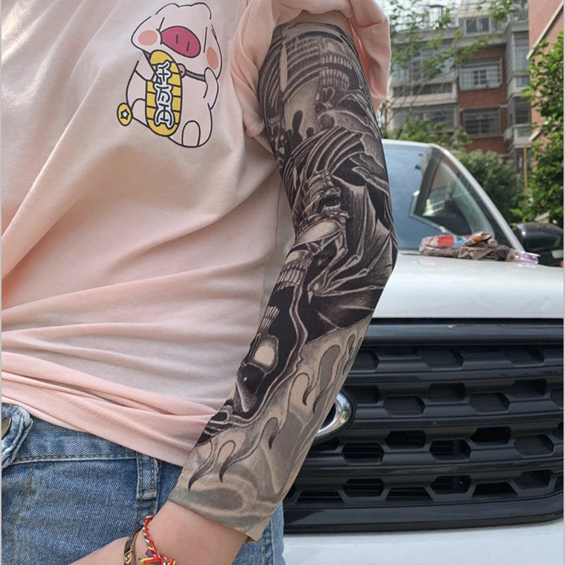 6 PCS Tattoo Sleeves Unisex Summer Cycling Sun Protection Arm Covers Beach Driving Fishing Breathable Nightclub Elastic Sleeves Quick Pick Grocers