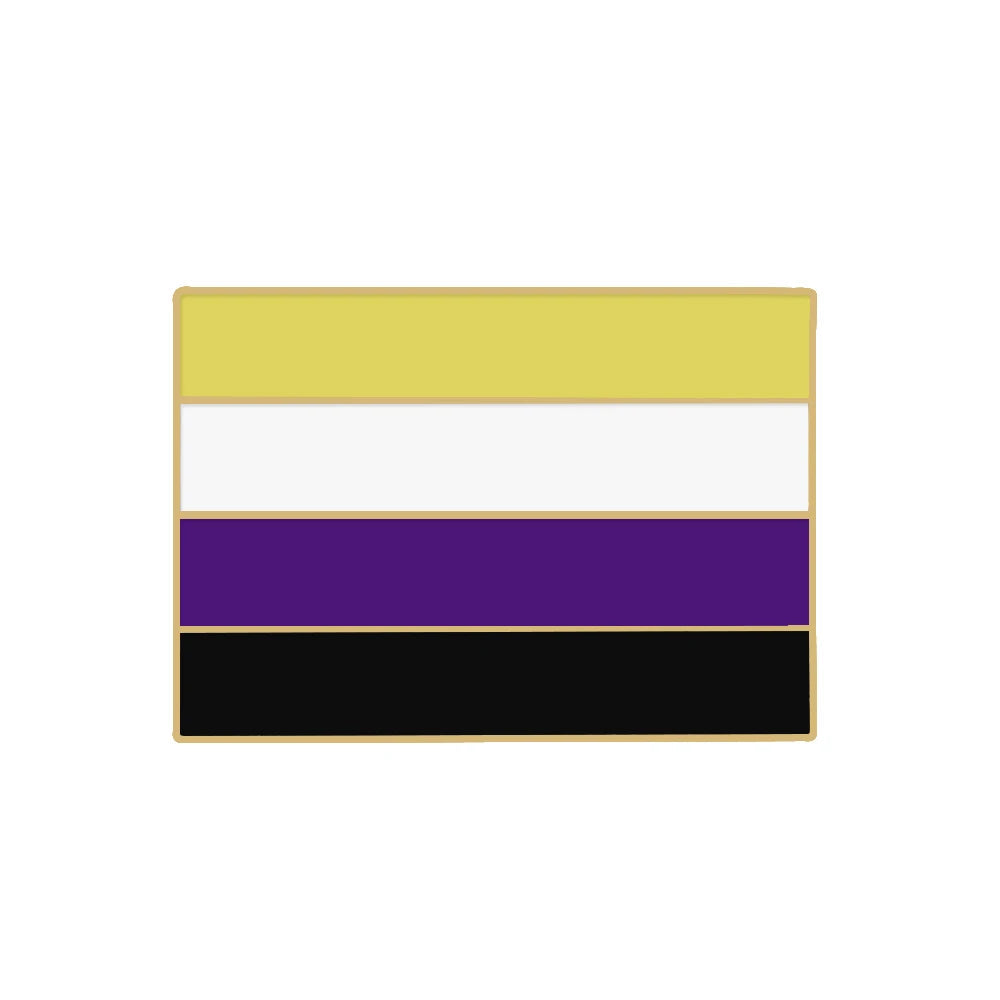 Asexual Gay Lesbian Enamel Brooches LGBT Pride Non-binary Trans Backpack Badge Rainbow Rectangle Lapel Pin Jewelry Friends Gifts Quick Pick Grocers