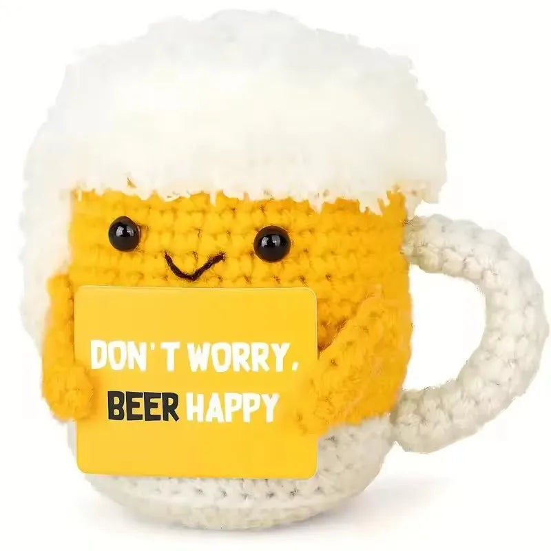 Funny Crochet Emotional Support Coffee Doll With Card Desktop Ornament Handmade Knitted Coffee Dolls Christmas Gifts Home Decor Quick Pick Grocers