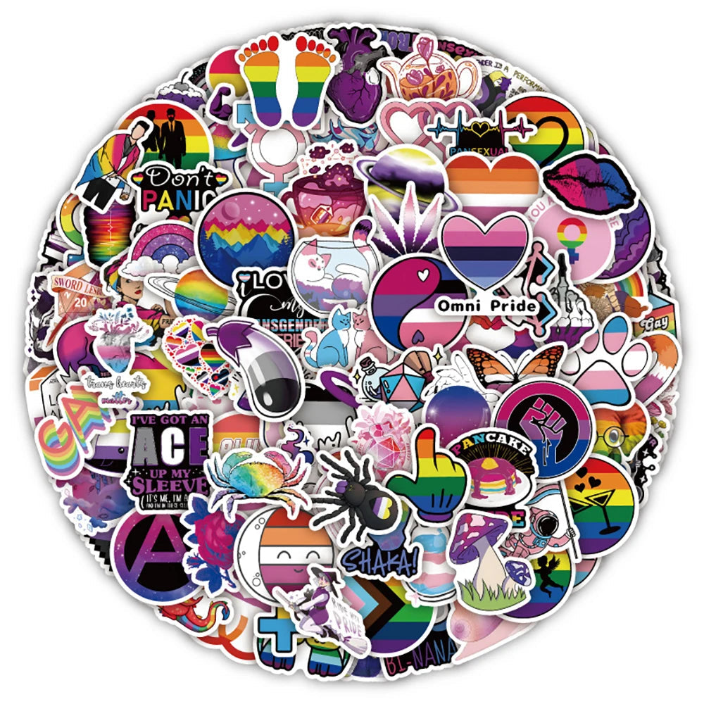 10/30/50/126PCS Nonbinary Pansexual Transgender Bisexual Asexual Pride LGBT Stickers DIY Bike Skateboard Fridge Funny Sticker Quick Pick Grocers
