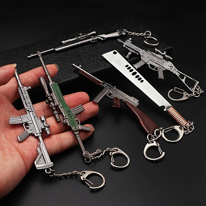1pc Toy Gun Keychain, Alloy Toy Gun Model Pendant Car Key Chain Car Key Ring Gift For Men Boys Quick Pick Grocers