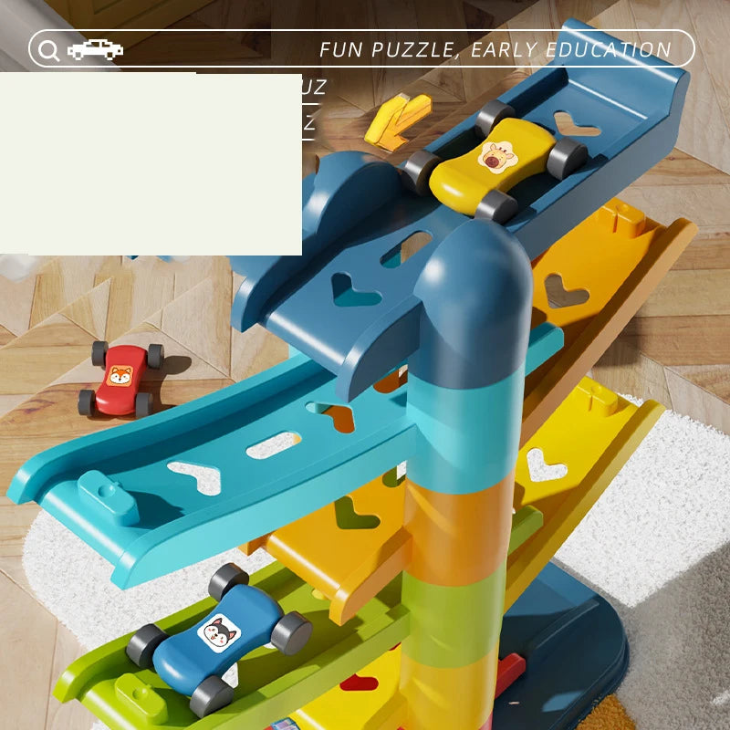 Children's Games Gliding Track Car 2 to 5 Years Inertia Toy Multi Layer Cartoon Puzzle Slide Car Roller Coaster Racing Toys Quick Pick Grocers