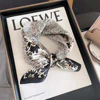 2025 Fashion 100% Real Silk Scarf 53cm Square Bandelet Women's Silk Temperament Small Scarf Neck Decorative Wrap Printed Scarves Quick Pick Grocers