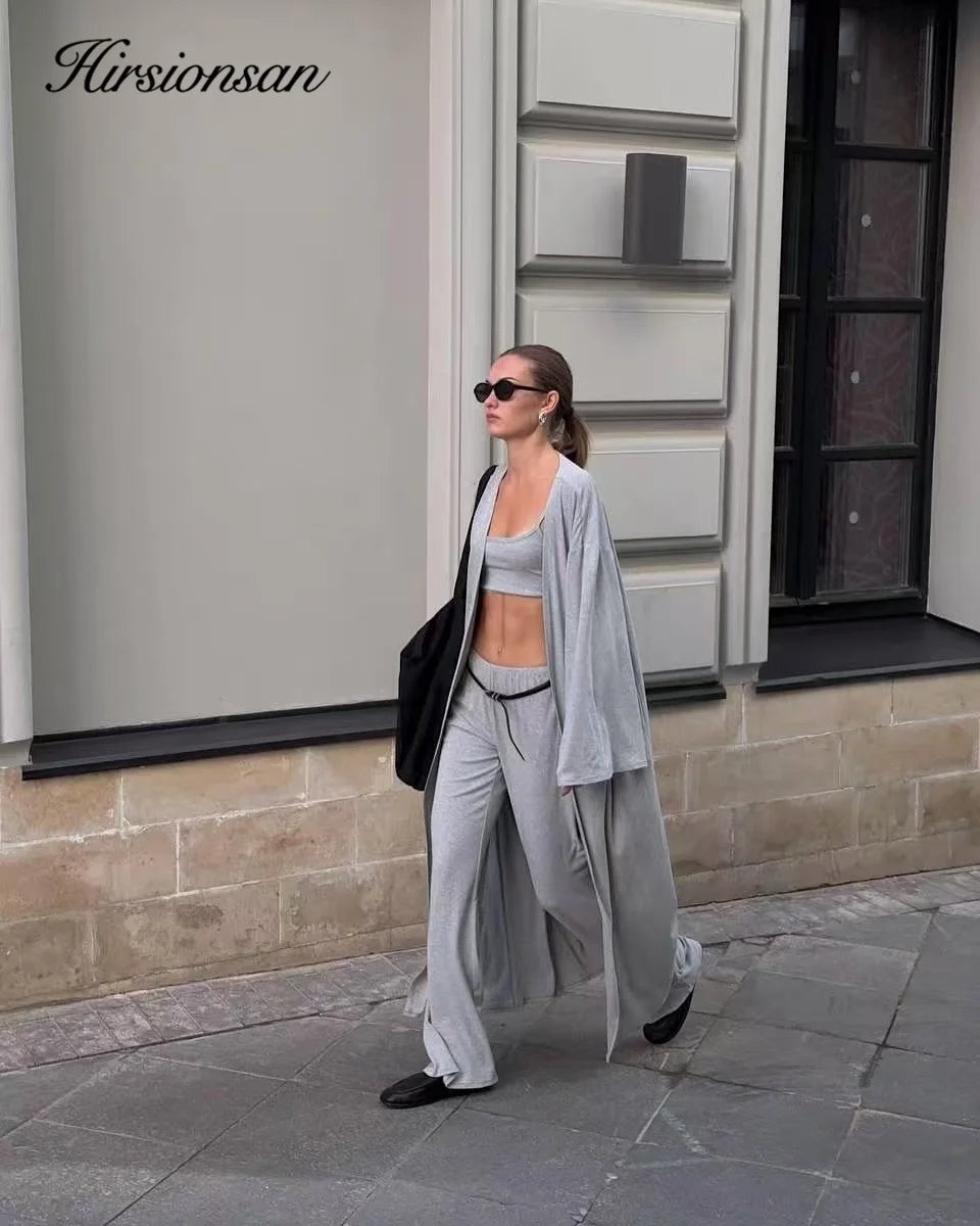 Hirsionsan Modal Soft Loose Sets Women Casual Three Pieces Long Sleeve Cardigan & High Waist Pants & Vest Outfits Tracksuit 2025 Quick Pick Grocers