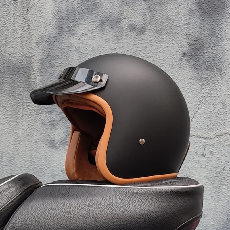 Retro semi-open motorcycle helmet cross-country motorcycle accessories motorcycle helmet 3/4 retro helmet in winter Quick Pick Grocers