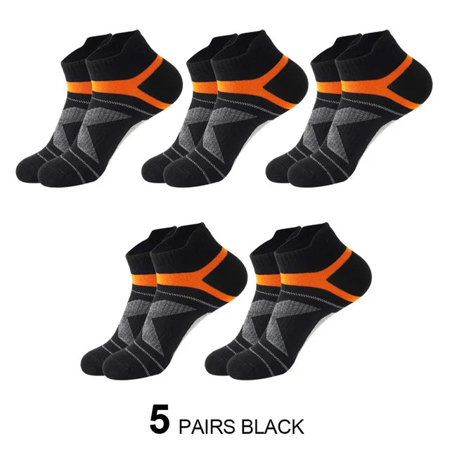 5 Pairs High Quality Socks Men Summer Outdoor Casual Cotton Socks Short Breathable Black Ankle Socks Run Sports Socks Size 38-45 Quick Pick Grocers