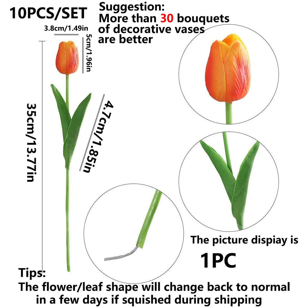 10Pcs Artificial Flower Realistic Touch Tulip Scrapbooking Vase Home Decor Wedding Garden Arch Garland  Mother's Day Bouquet diy Quick Pick Grocers