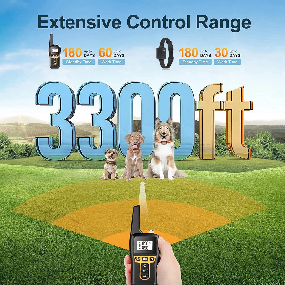 1000M Dog Training Collar ,Universal Dog Bark Collar,Waterproof Rechargeable ,Dog Shock Collar with Remote and Auto Modes Collar Quick Pick Grocers