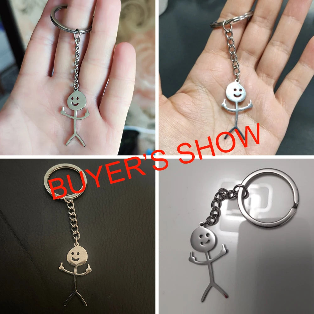 Teamer Funny Middle Finger Stickman Keychain 2025 Cute Trend School Bag Car Key Pendant Couple New Trinket Gift Keyring Econic Blanks