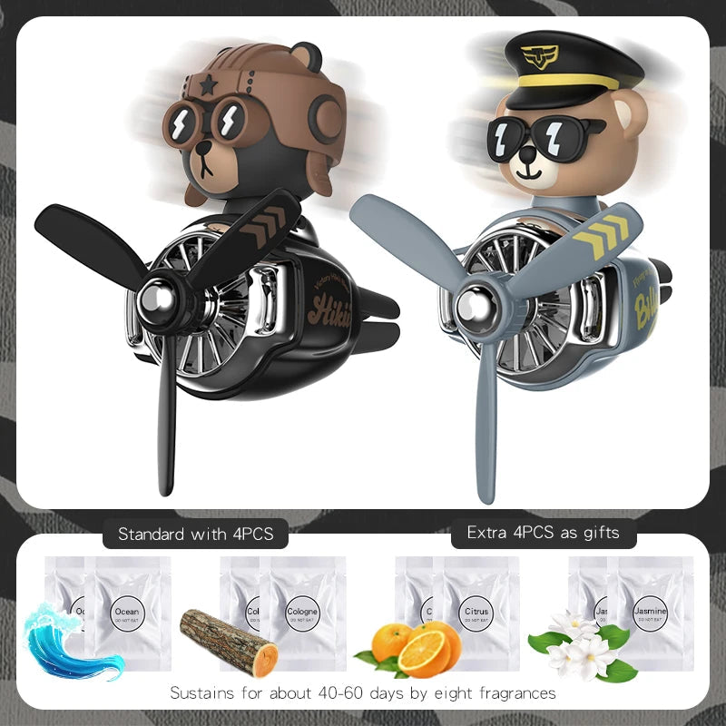 Rotating airplane pilot bear car air fresheners accessories interior decorations fan vent clips perfume fragrance diffuser aroma Econic Blanks
