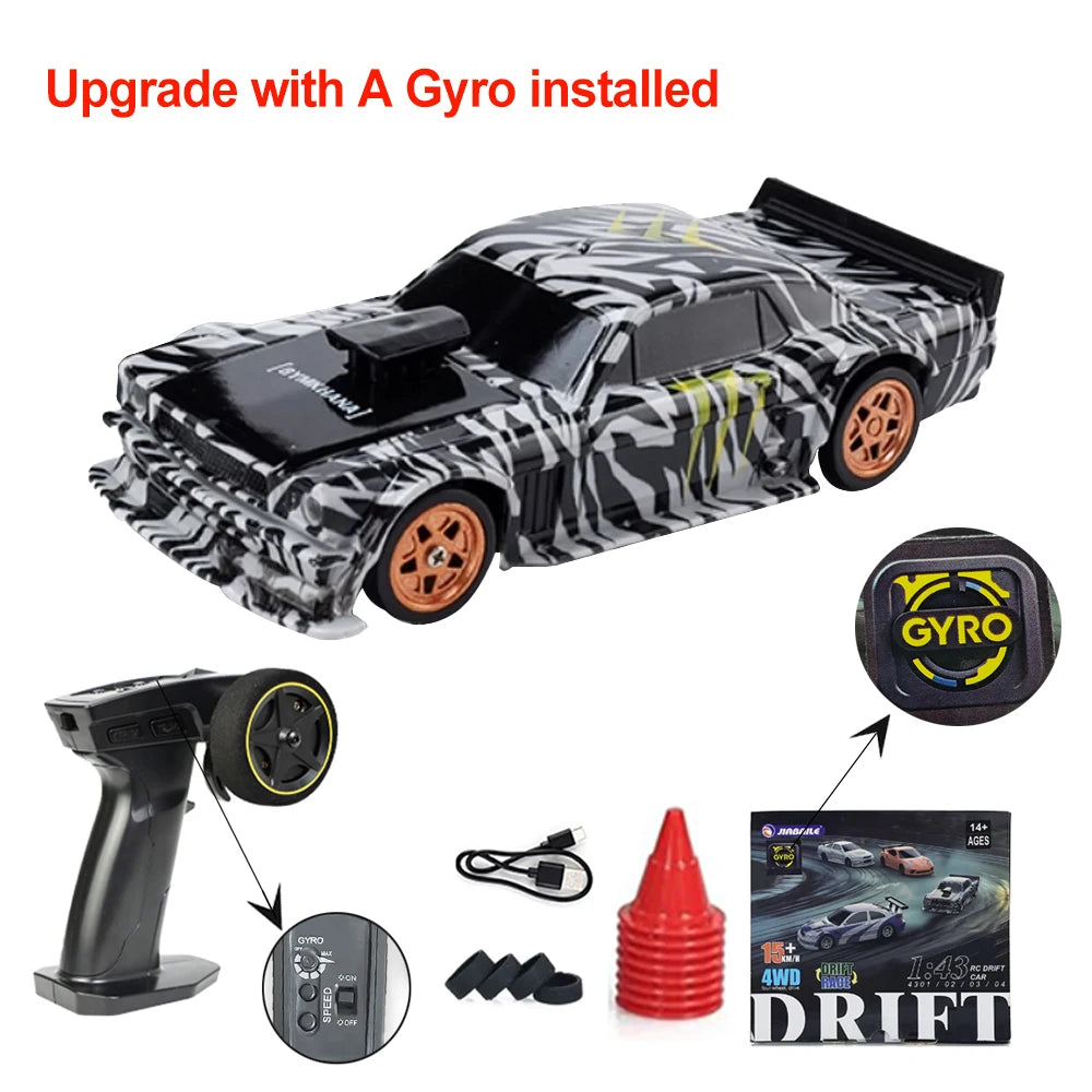 Upgraded Gyro 1/43 RC Drifting Car Racing RTR 4WD High Speed Radio Control Model 2.4G Drift Race Vehicle Mini Gifts Econic Blanks