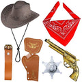 Cowboy Costume Accessories Cowboy Hat Bandanna Toy Guns with Belt Holsters Cowboy Set for Halloween Party Dress Up Six Piece Set Quick Pick Grocers
