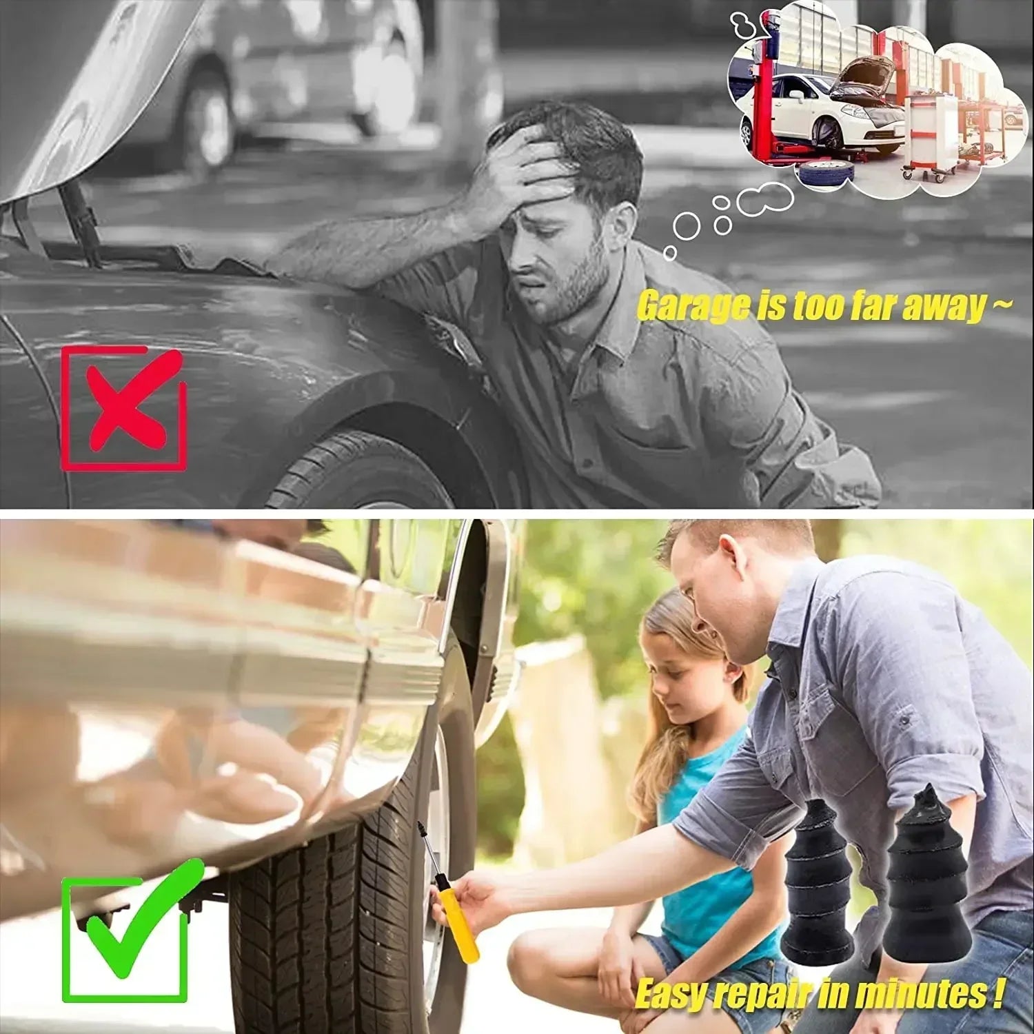10/20/30Pcs Car Tyre Repair Rubber Nails Set Universal Cars Motorcycle Patch Nails Truck Bicycle Scooter Puncture Repair Tools Quick Pick Grocers