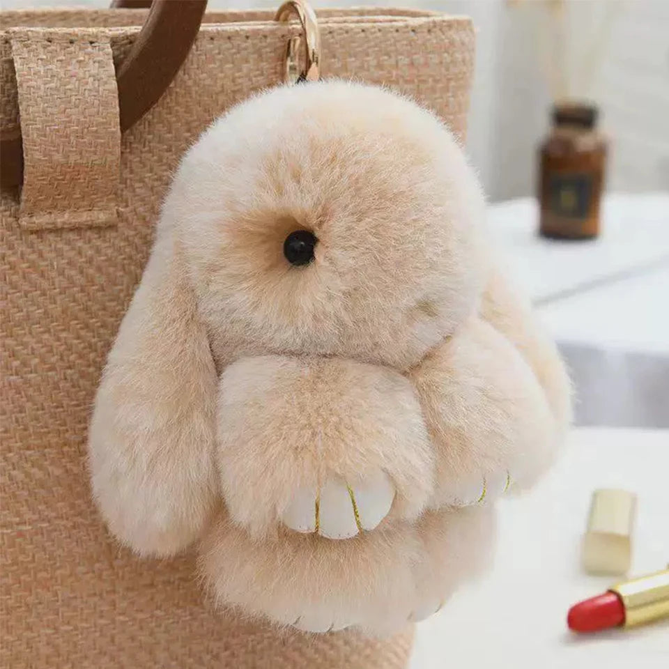 ZAKOL 15cm Fluffy Rabbit Fur Pompon Bunny Keychain Soft Cute Rabbit Toy Key Chain Bag Decoration Accessories Gift for Girls Quick Pick Grocers