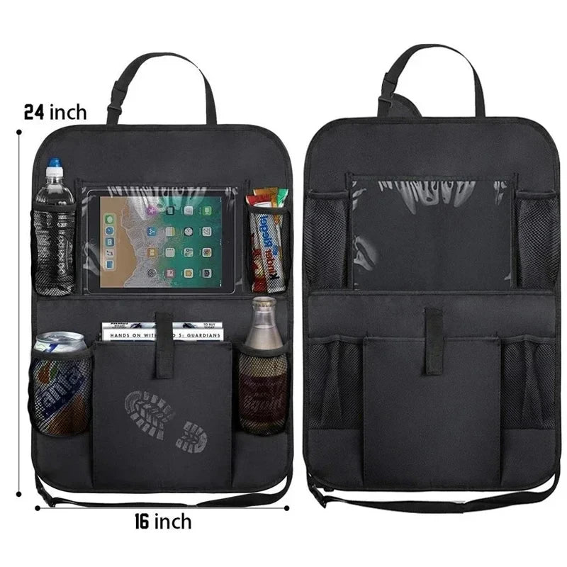 Car Seat Organizer Multifunctional Oxford Fabric Car Back Multi Pocket Storage Bag with Tablet Holder Protector for Kids Quick Pick Grocers