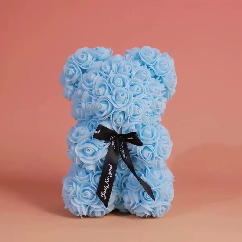 25cm Artificial Teddy Rose Flower Bear with Box Romantic Valentines Day Gift Girlfriend Women Anniversary Wedding Party Supplies Quick Pick Grocers