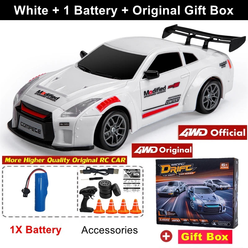 New 4WD Remote Control Drift Car Full Size 1:24 Mini Remote Control Racing Car Model 2.4G Radio High Speed RC Car Boy Toy Gift Econic Blanks