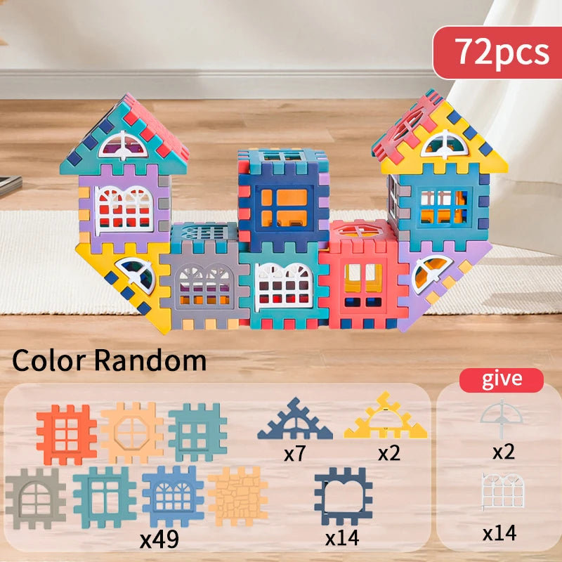 Large scale house building block simulation window design, kindergarten construction, creation of boys and girls large house bui Quick Pick Grocers