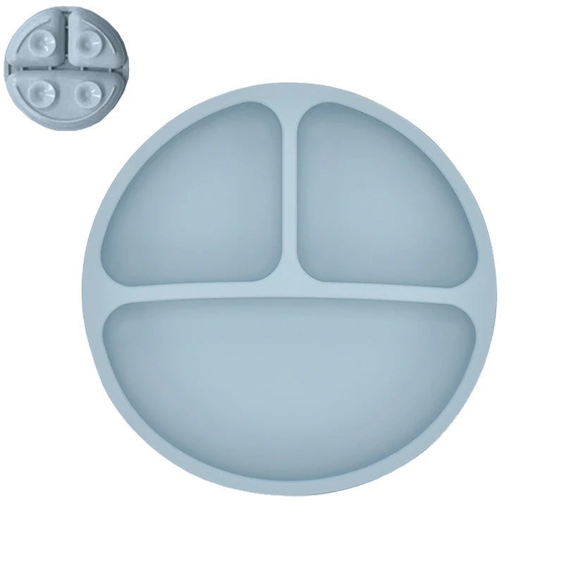 Silicone Baby Sucker Silicone Dining Plate Rice Spoon Set Cute Cartoon Children Dishes Smile Face Baby Tableware Retro Kid Bowl Purest Peak