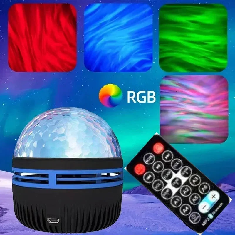 LED Ocean Wave Starry Sky Projector Lamp 1pc 7 Colors Remote Control USB Powered for Kids Room Bedroom Party Ambient Light Quick Pick Grocers