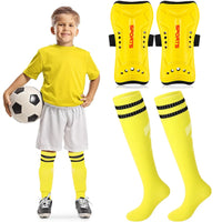 Loogdeel 2 Pair Soccer Shin Guards and Socks for Toddler Kids Youth, Lightweight Soccer Shin Pads Protective Defender Gear Quick Pick Grocers
