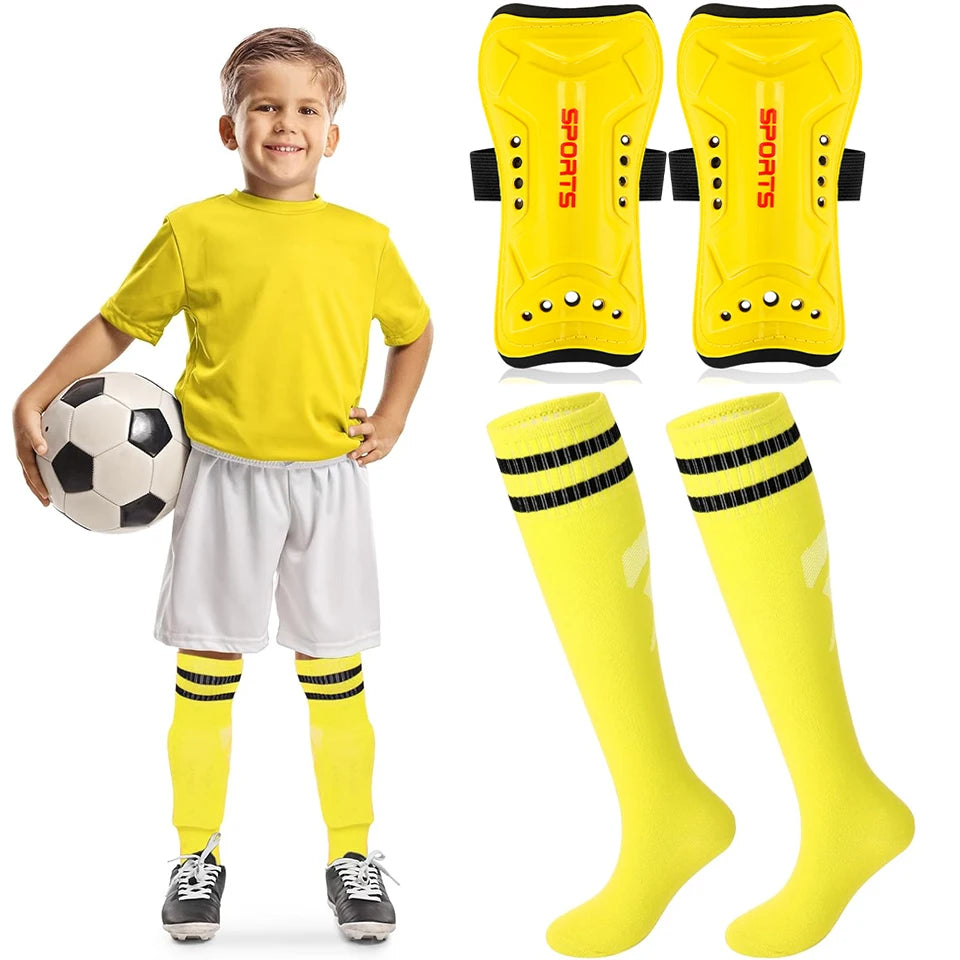 Loogdeel 2 Pair Soccer Shin Guards and Socks for Toddler Kids Youth, Lightweight Soccer Shin Pads Protective Defender Gear Quick Pick Grocers