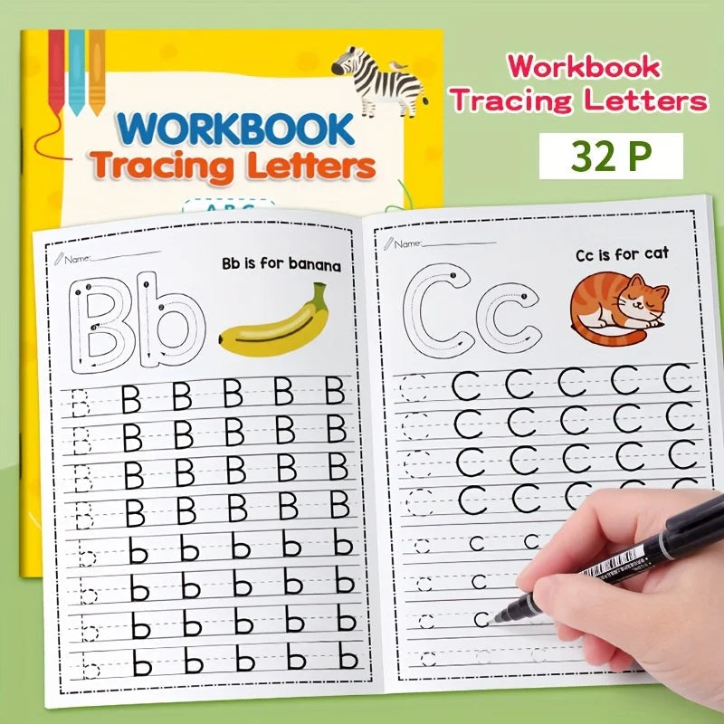 32-Page A-Z Alphabet Practice Book - Interactive Alphabet Learning and Creative Coloring Activities, Develop Writing Skills, Back-To-School Supplies, Easter and Christmas Gifts, Preschool Children, Alphabet Learning Book, Pre Quick Pick Grocers