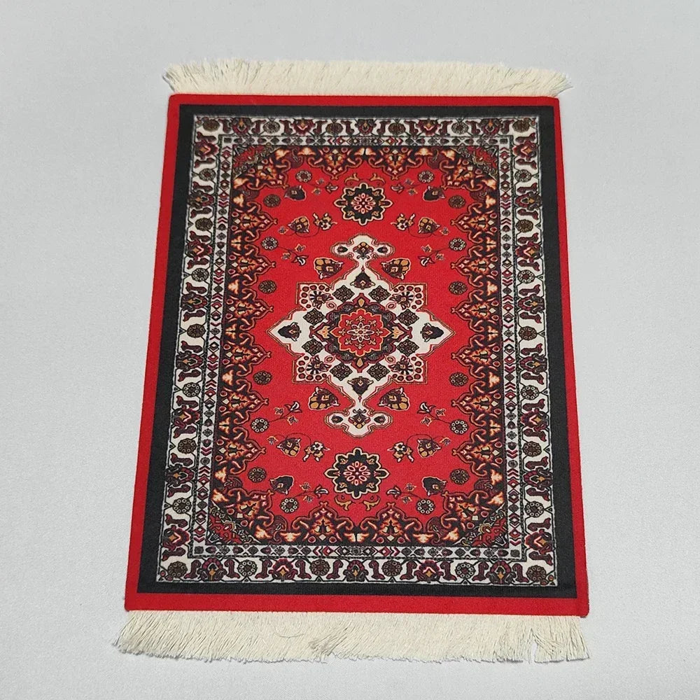 Woven flower Persian carpet small coaster wholesale merchants cheap mouse pad desk mat retro style rubber non-slip computer mats Quick Pick Grocers