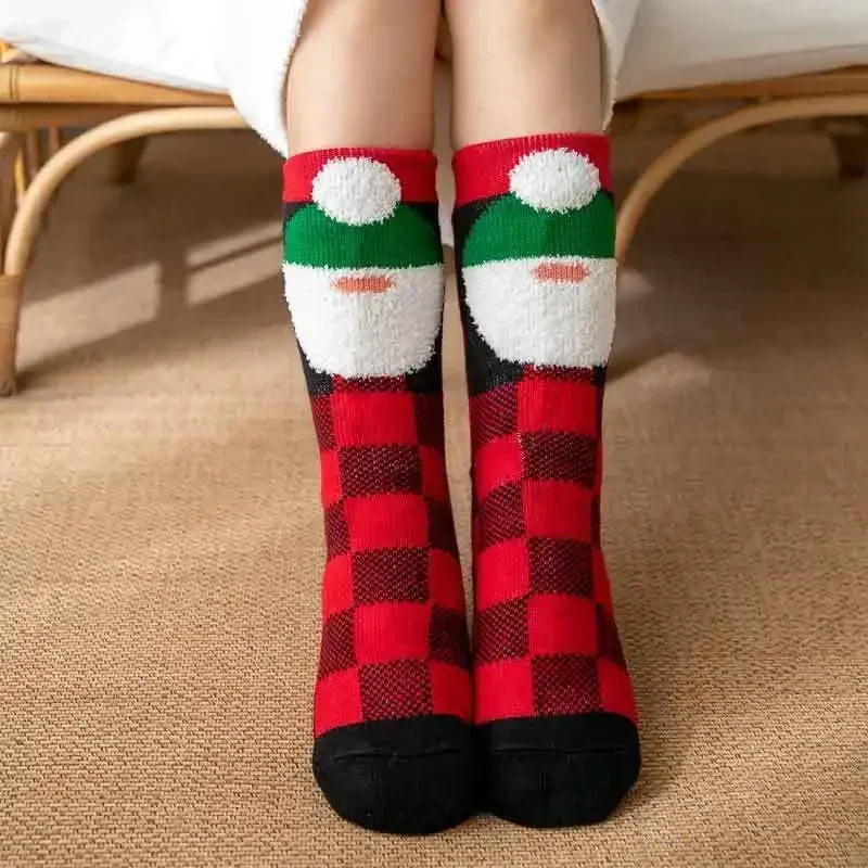 Christmas Gift Slipper Socks Women Thermal Winter Warm Plush Non slip Grip Sleeping Floor Short Sock Fuzzy Fluffy Female Cartoon Quick Pick Grocers