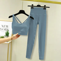 TRY TO BN Women's Tracksuit Yoga Sets Fitness Leggings Sports Bra Naked Sportwear Breathable Workout Two Pieces Suit Gym Clothes Quick Pick Grocers