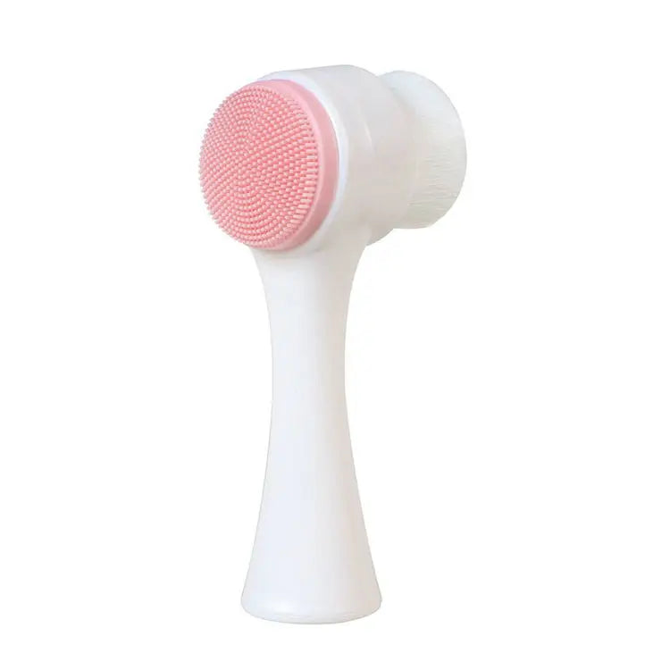 3D Double Silicone Facial Cleansing Brush Manual Massage Facial Brush Soft Bristles Exfoliator Double Sided Face Wash Brush Quick Pick Grocers