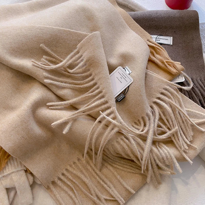 Luxury Winter Wool Scarf Women Cashmere Warm Pashmina Brand Foulard Female Shawls Wraps Thick Soft Bufanda Scarves Stole 2024 Quick Pick Grocers