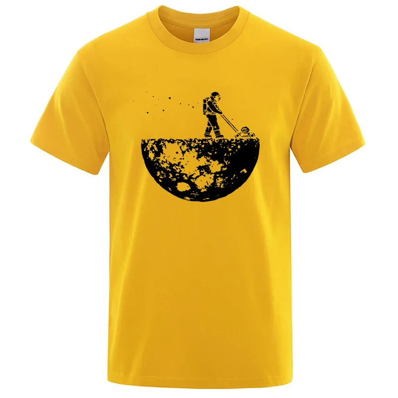 Men T-shirt High Quality Funny Cotton Blend Lunar Cleaner Printing Casual Cool Loose O-neck Male  for MenT-shirt Hip Hop Tees Quick Pick Grocers