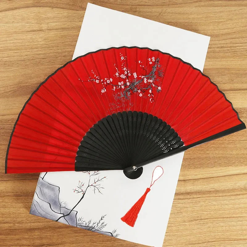 Hand Fan Foldable Silk Fan Noodles Bamboo Fan Bones Halloween Cosplay Prop Christmas Wedding Decoration Party Gifts Art Crafts Econic Blanks