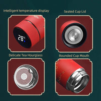 Chinese Style Vacuum Flask With Temperature Display Retro Smart Insulated Water Bottles 304 Stainless Steel Thermal Cu Travel Quick Pick Grocers