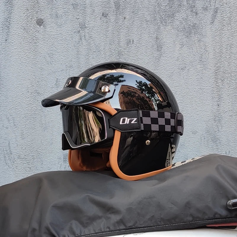 Retro semi-open motorcycle helmet cross-country motorcycle accessories motorcycle helmet 3/4 retro helmet in winter Quick Pick Grocers