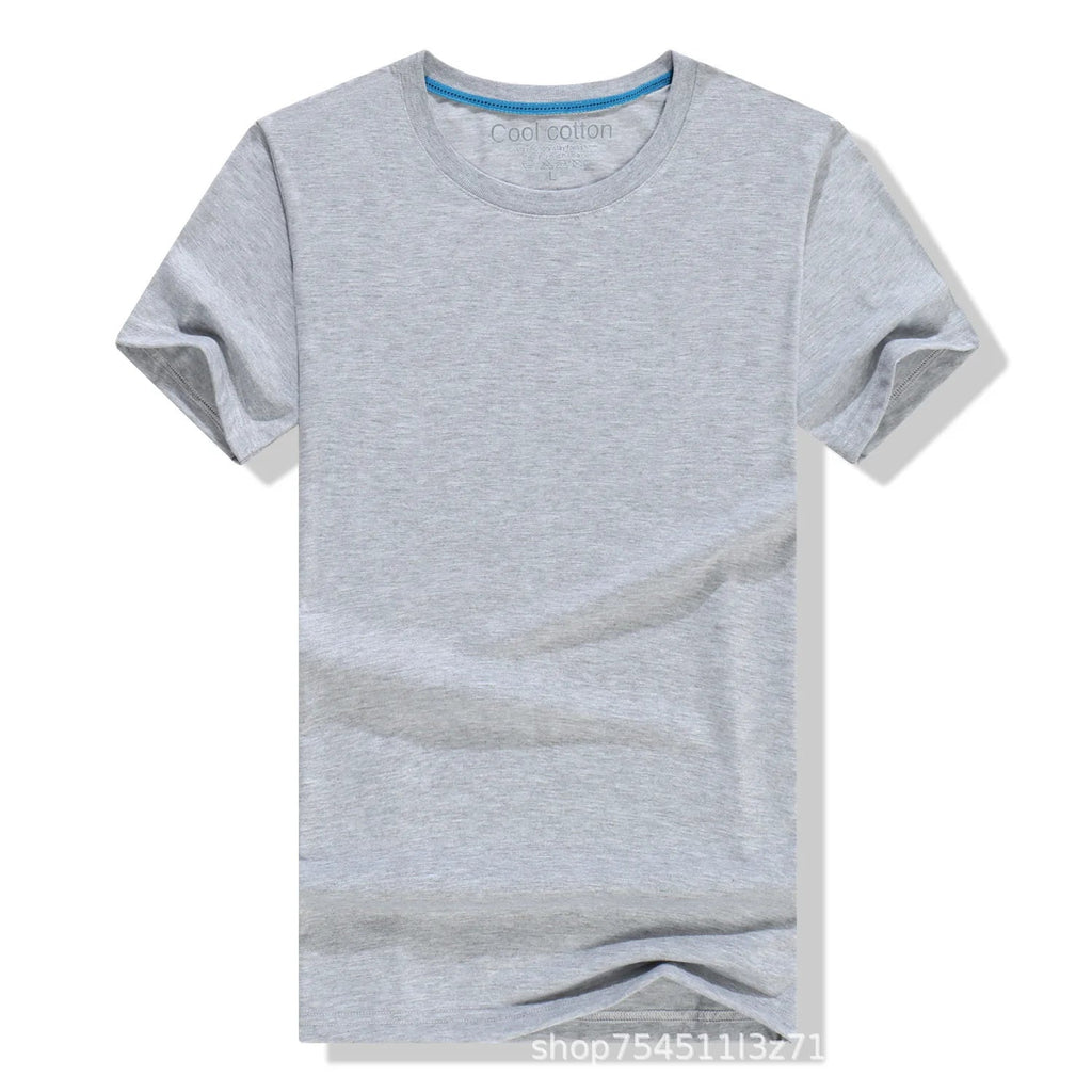 2026 Brand New 100% Cotton Mens T-shirt Pure Color Men T Shirts Round Collar Short-Sleeve Man T-shirt Top Tees For Male Clothes Quick Pick Grocers