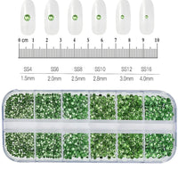 2400pcs+ Shiny Clear Crystal Gems Nail Rhinestones 1.5-4mm Mixed Round Glass Stone Flatback Nail Charms 12grids Nail Diamond DIY Econic Blanks