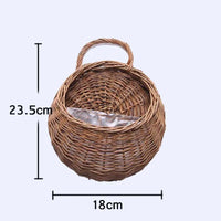 Hand Made Wicker Rattan Flower Planter Wall Hanging Wicker Rattam Basket Garden Vine Pot Plants Holder Garden Pots Wall Planter Quick Pick Grocers