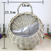 Hand Made Wicker Rattan Flower Planter Wall Hanging Wicker Rattam Basket Garden Vine Pot Plants Holder Garden Pots Wall Planter Quick Pick Grocers