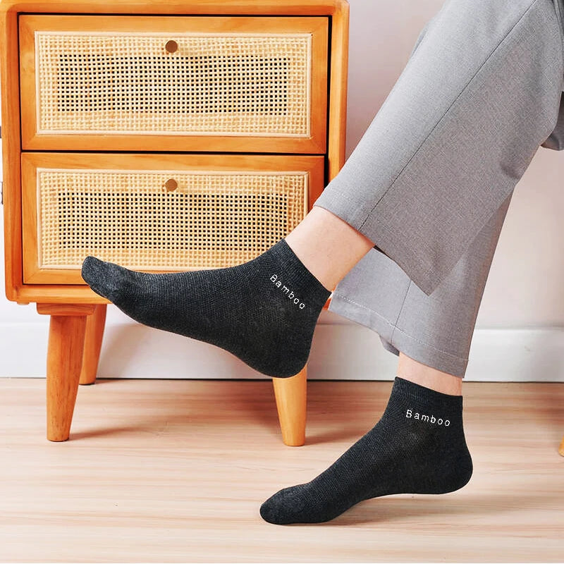5/10/15 Pairs Men's Bamboo Fiber Socks Short High Quality New Casual Breatheable Anti-Bacterial Man Ankle Socks Men Size 38-45 Quick Pick Grocers