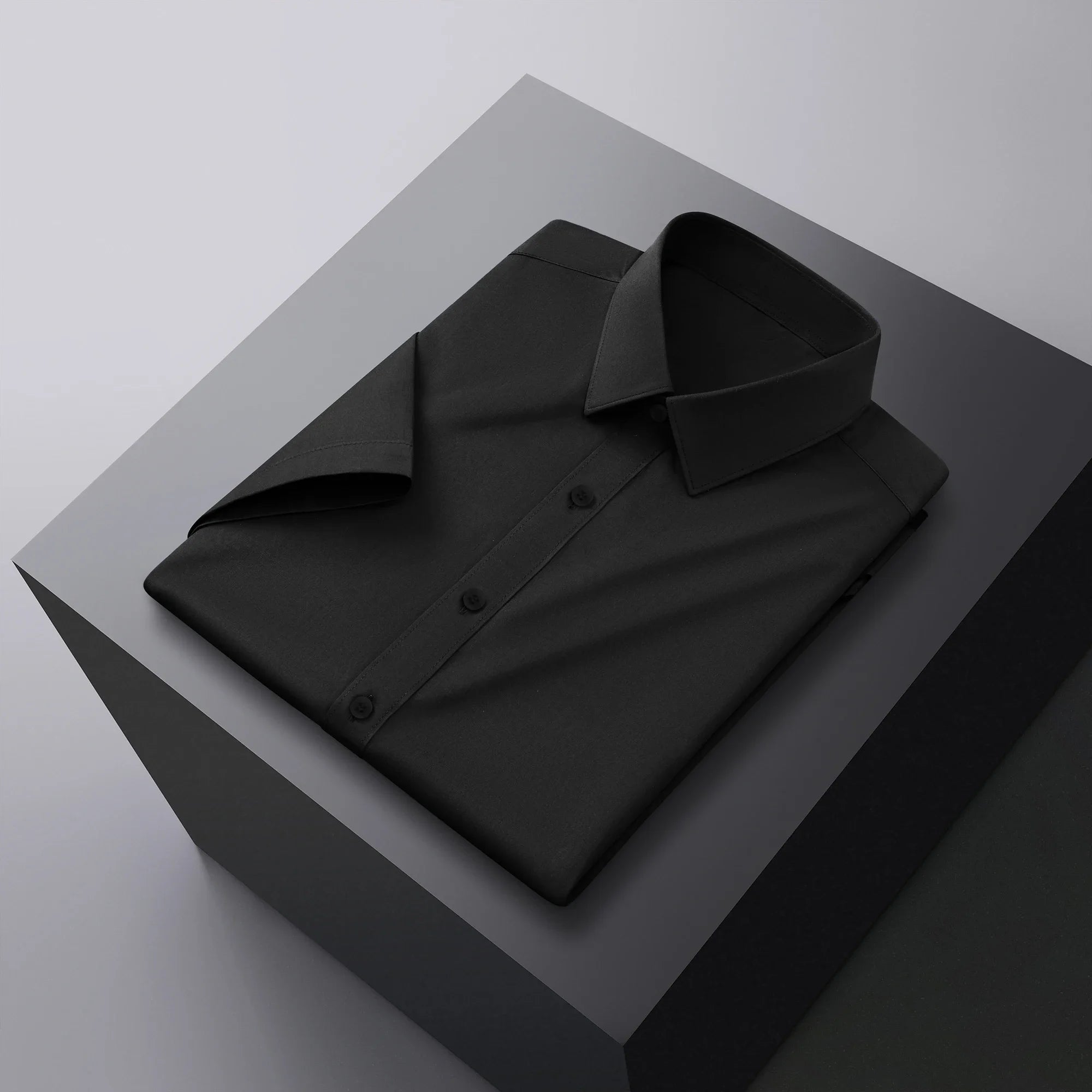New Men's Business Casual Solid Color Short Sleeved Shirt for Summer Fashion No Ironing Comfortable and Versatile Top Quick Pick Grocers