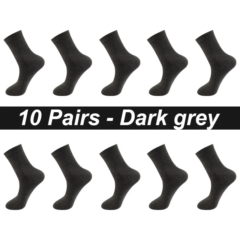 10Pairs/Lot Men Combed Cotton Socks Black Casual Business Breathable High Quality Man Sock New For Male Plus Size EU38-48 Quick Pick Grocers