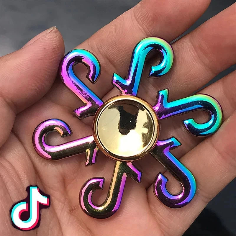 Metal Rainbow Fidget Spinner Colorful EDC Hand Spinner Anti-Anxiety Toy for Children Adult Relieves Stress Finger Spinner Gifts Econic Blanks